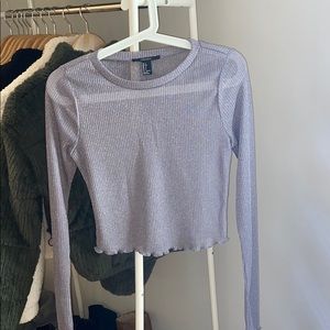 SHIMMER GREY LONG SLEEVE CROP TOP SIZE SMALL